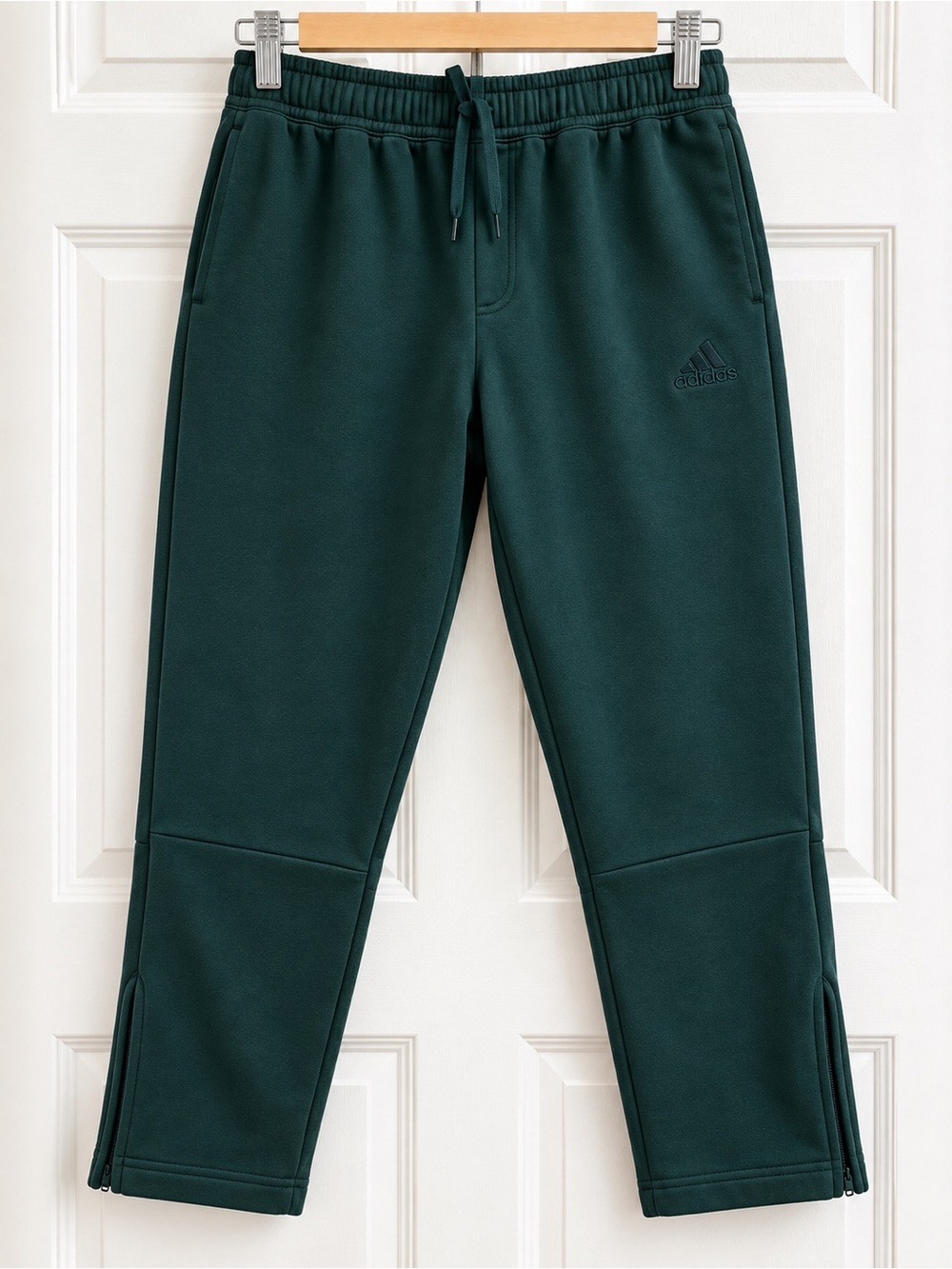 Women’s adidas Forest Green Fleece-Lined Jogger Pants with Ankle Zips